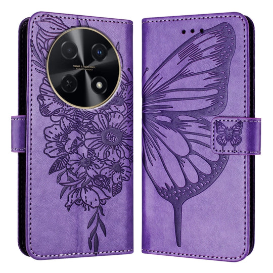 For Huawei Nova 12i 4G Global Embossed Butterfly Leather Phone Case(Purple)