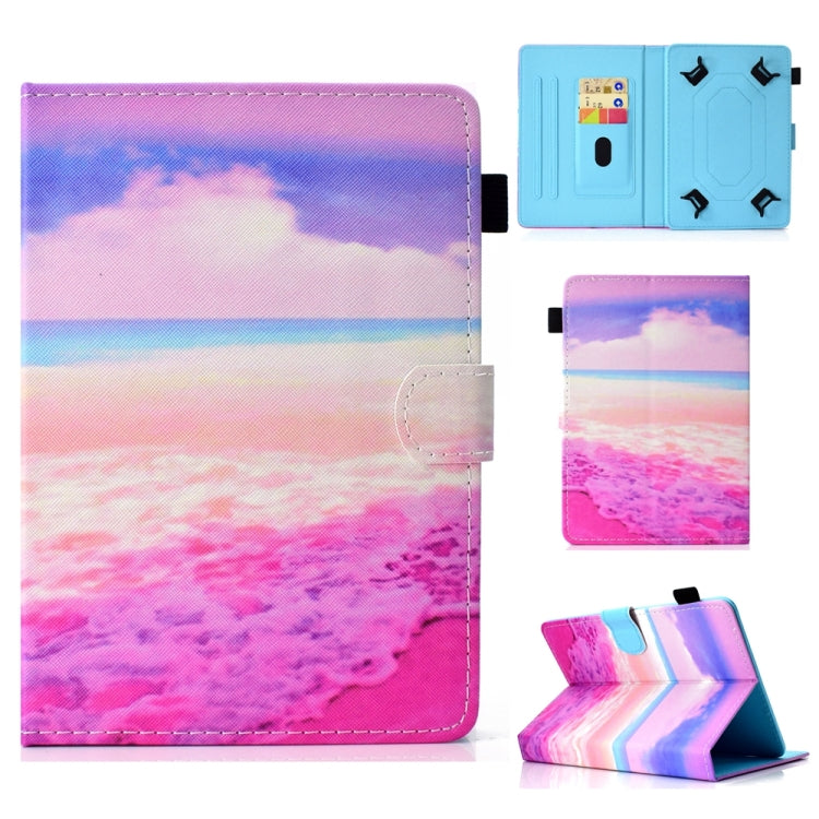 For 7 inch Universal Colored Drawing Stitching Leather Tablet Case(Pink Sea) - 7 inch by buy2fix | Online Shopping UK | buy2fix