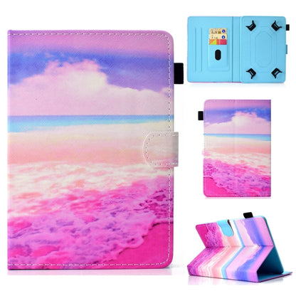 For 7 inch Universal Colored Drawing Stitching Leather Tablet Case(Pink Sea) - 7 inch by buy2fix | Online Shopping UK | buy2fix