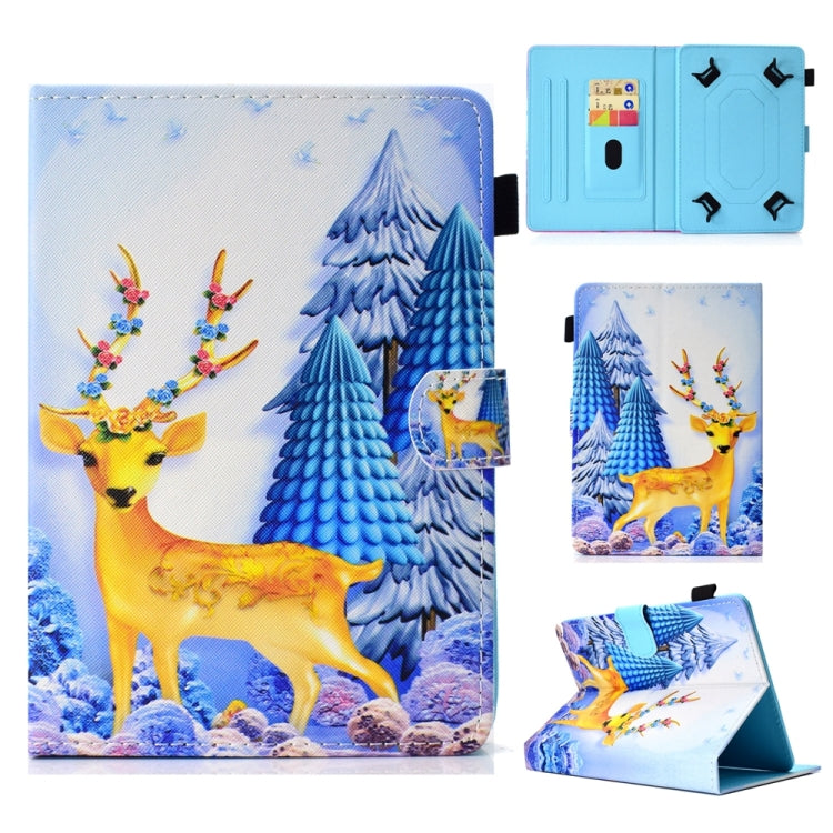 For 7 inch Universal Colored Drawing Stitching Leather Tablet Case(Sika Deer) - 7 inch by buy2fix | Online Shopping UK | buy2fix