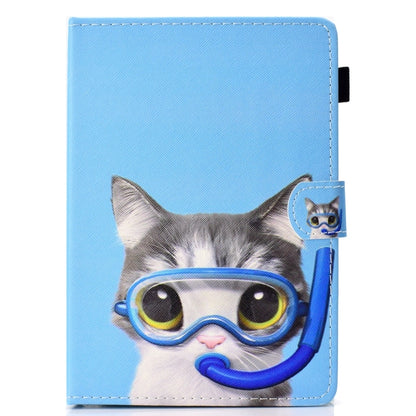 For 8 inch Universal Colored Drawing Stitching Leather Tablet Case(Diving Cat) - 8 inch by buy2fix | Online Shopping UK | buy2fix