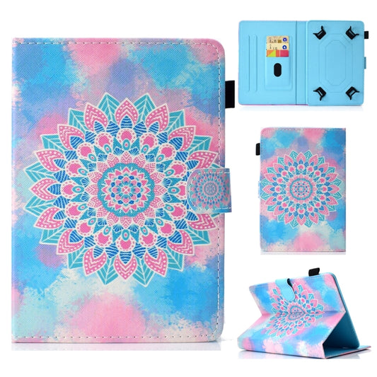 For 8 inch Universal Colored Drawing Stitching Leather Tablet Case(Datura Flowers) - 8 inch by buy2fix | Online Shopping UK | buy2fix