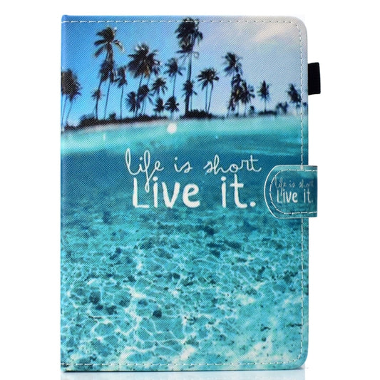 For 8 inch Universal Colored Drawing Stitching Leather Tablet Case(Blue Sea) - 8 inch by buy2fix | Online Shopping UK | buy2fix