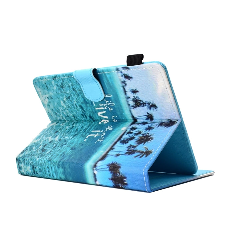 For 8 inch Universal Colored Drawing Stitching Leather Tablet Case(Blue Sea) - 8 inch by buy2fix | Online Shopping UK | buy2fix