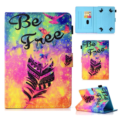 For 10 inch Universal Colored Drawing Stitching Leather Tablet Case(Feather) - 10 - 11 inch by buy2fix | Online Shopping UK | buy2fix