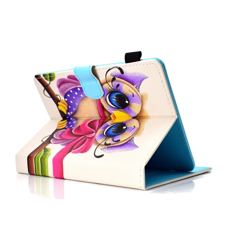 For 10 inch Universal Colored Drawing Stitching Leather Tablet Case(Owl) - 10 - 11 inch by buy2fix | Online Shopping UK | buy2fix