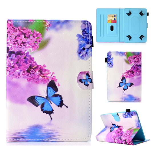 For 10 inch Universal Colored Drawing Stitching Leather Tablet Case(Butterfly) - 10 - 11 inch by buy2fix | Online Shopping UK | buy2fix