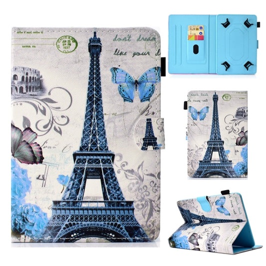 For 10 inch Universal Colored Drawing Stitching Leather Tablet Case(Iron Tower) - 10 - 11 inch by buy2fix | Online Shopping UK | buy2fix