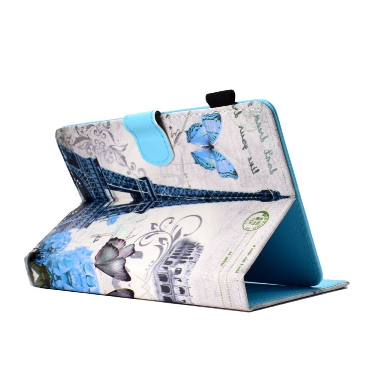 For 10 inch Universal Colored Drawing Stitching Leather Tablet Case(Iron Tower) - 10 - 11 inch by buy2fix | Online Shopping UK | buy2fix