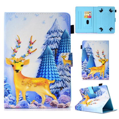 For 10 inch Universal Colored Drawing Stitching Leather Tablet Case(Sika Deer) - 10 - 11 inch by buy2fix | Online Shopping UK | buy2fix