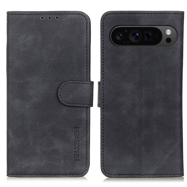 For Google Pixel 10 Pro / 9 Pro KHAZNEH Retro Texture Flip Leather Phone Case(Black) - Google Cases by buy2fix | Online Shopping UK | buy2fix