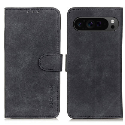 For Google Pixel 10 Pro / 9 Pro KHAZNEH Retro Texture Flip Leather Phone Case(Black) - Google Cases by buy2fix | Online Shopping UK | buy2fix