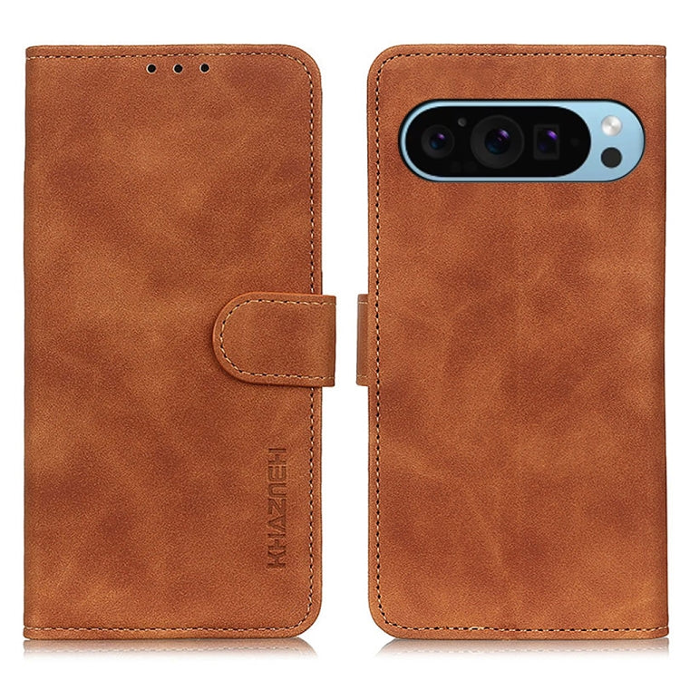 For Google Pixel 10 / 9 KHAZNEH Retro Texture Flip Leather Phone Case(Brown) by buy2fix