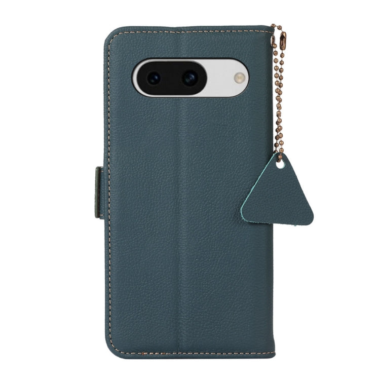 For Google Pixel 8A Side-Magnetic TJ Genuine Leather RFID Phone Case(Green) - Google Cases by buy2fix | Online Shopping UK | buy2fix