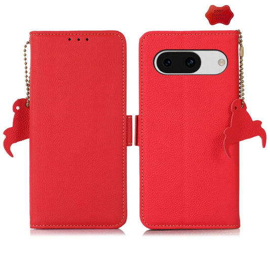 For Google Pixel 8A Side-Magnetic TJ Genuine Leather RFID Phone Case(Red) - Google Cases by buy2fix | Online Shopping UK | buy2fix