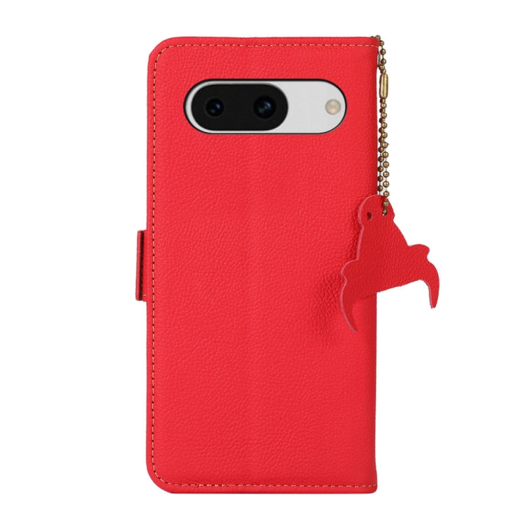 For Google Pixel 8A Side-Magnetic TJ Genuine Leather RFID Phone Case(Red) - Google Cases by buy2fix | Online Shopping UK | buy2fix