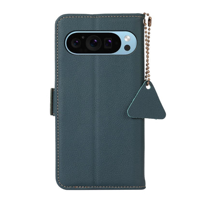 For Google Pixel 9 Side-Magnetic TJ Genuine Leather RFID Phone Case(Green) by buy2fix