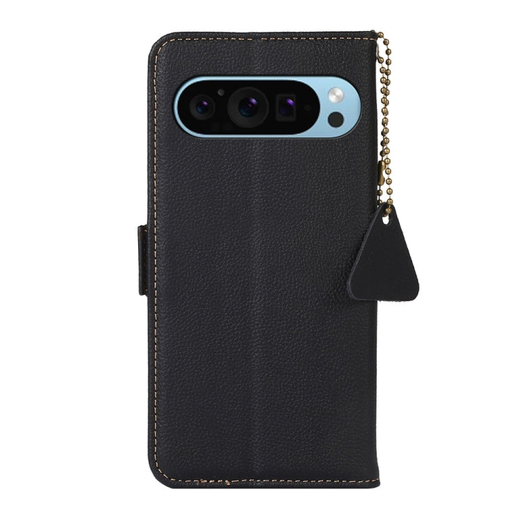 For Google Pixel 9 Side-Magnetic TJ Genuine Leather RFID Phone Case(Black) by buy2fix