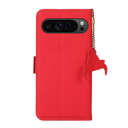 For Google Pixel 9 Pro Side-Magnetic TJ Genuine Leather RFID Phone Case(Red) by buy2fix