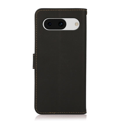 For Google Pixel 8a KHAZNEH Custer Genuine Leather RFID Phone Case(Black) - Google Cases by buy2fix | Online Shopping UK | buy2fix