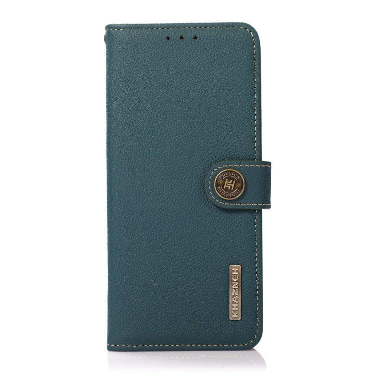 For Google Pixel 8a KHAZNEH Custer Genuine Leather RFID Phone Case(Green) - Google Cases by buy2fix | Online Shopping UK | buy2fix