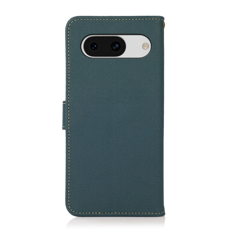 For Google Pixel 8a KHAZNEH Custer Genuine Leather RFID Phone Case(Green) - Google Cases by buy2fix | Online Shopping UK | buy2fix