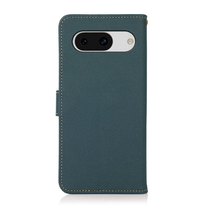 For Google Pixel 8a KHAZNEH Custer Genuine Leather RFID Phone Case(Green) - Google Cases by buy2fix | Online Shopping UK | buy2fix