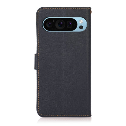 For Google Pixel 9 KHAZNEH Custer Genuine Leather RFID Phone Case(Blue) by buy2fix