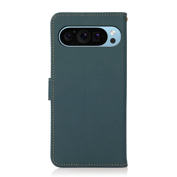 For Google Pixel 9 KHAZNEH Custer Genuine Leather RFID Phone Case(Green) by buy2fix