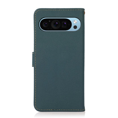 For Google Pixel 9 KHAZNEH Custer Genuine Leather RFID Phone Case(Green) by buy2fix