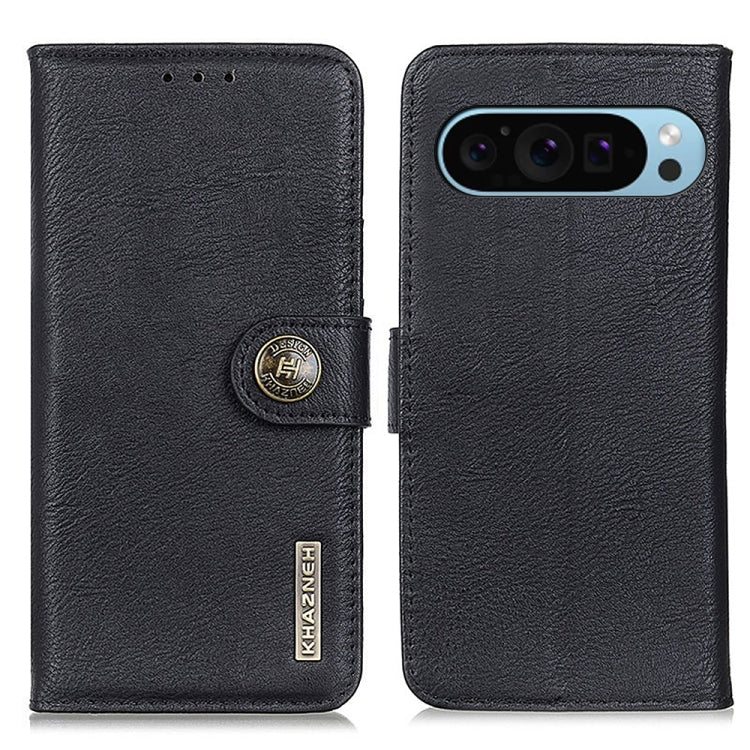 For Google Pixel 10 / 9 KHAZNEH Cowhide Texture Horizontal Flip Leather Phone Case(Black) by buy2fix