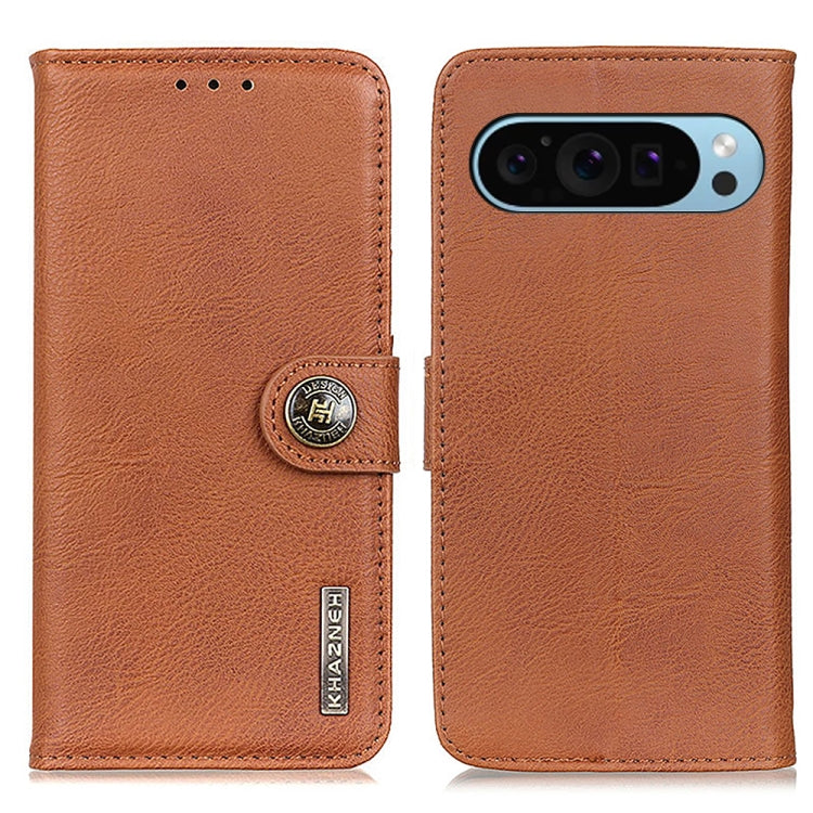 For Google Pixel 10 / 9 KHAZNEH Cowhide Texture Horizontal Flip Leather Phone Case(Brown) by buy2fix