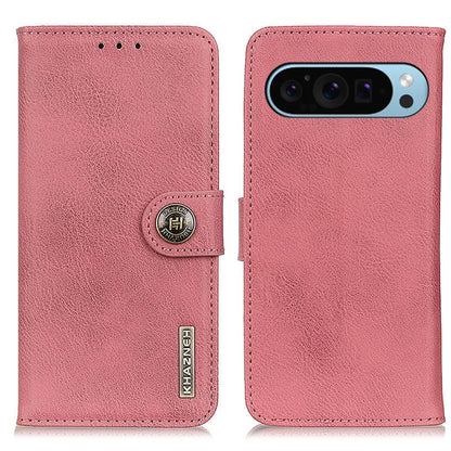 For Google Pixel 10 / 9 KHAZNEH Cowhide Texture Horizontal Flip Leather Phone Case(Pink) by buy2fix