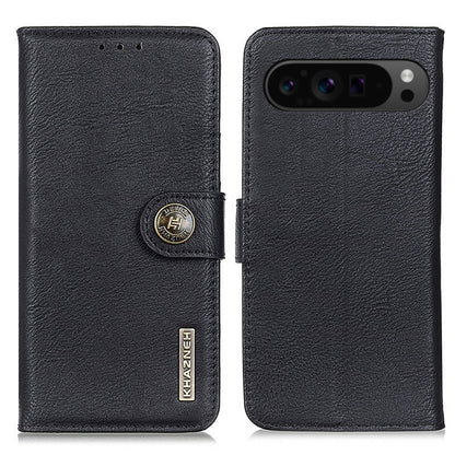 For Google Pixel 10 Pro / 9 Pro KHAZNEH Cowhide Texture Horizontal Flip Leather Phone Case(Black) - Google Cases by buy2fix | Online Shopping UK | buy2fix