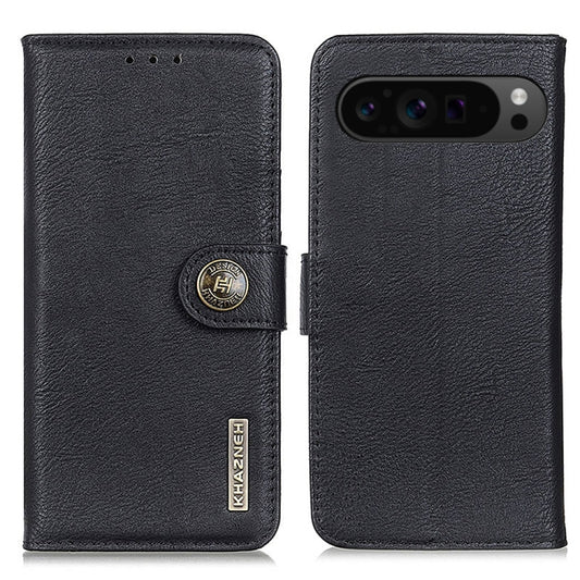 For Google Pixel 10 Pro / 9 Pro KHAZNEH Cowhide Texture Horizontal Flip Leather Phone Case(Black) - Google Cases by buy2fix | Online Shopping UK | buy2fix