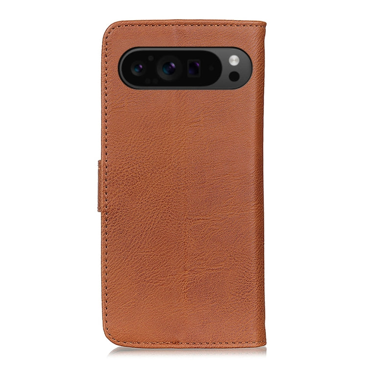 For Google Pixel 10 Pro / 9 Pro KHAZNEH Cowhide Texture Horizontal Flip Leather Phone Case(Brown) by buy2fix
