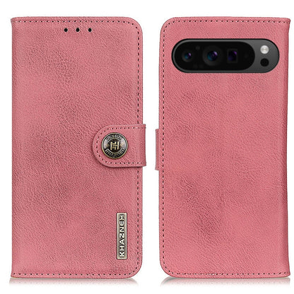 For Google Pixel 10 Pro / 9 Pro KHAZNEH Cowhide Texture Horizontal Flip Leather Phone Case(Pink) by buy2fix