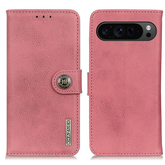 For Google Pixel 10 Pro / 9 Pro KHAZNEH Cowhide Texture Horizontal Flip Leather Phone Case(Pink) by buy2fix