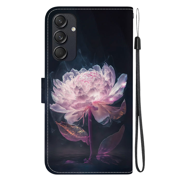 For Samsung Galaxy M55 Crystal Texture Colored Drawing Leather Phone Case(Purple Peony) by buy2fix