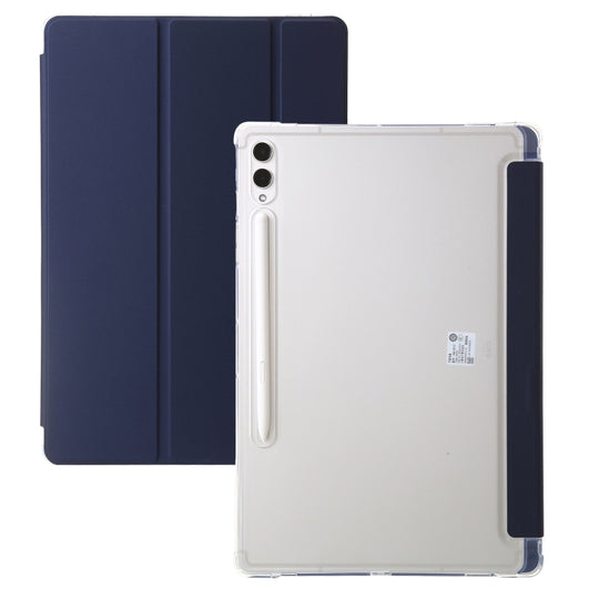 For Samsung Galaxy Tab S10 FE / S9 FE / S9 3-Fold Clear Acrylic Leather Tablet Case(Dark Blue)