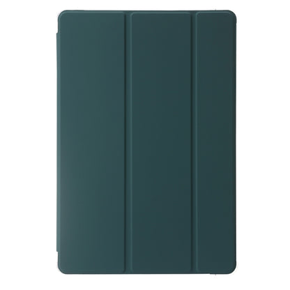 For Samsung Galaxy Tab S10 FE / S9 FE / S9 3-Fold Clear Acrylic Leather Tablet Case(Deep Green) - Galaxy Tab S9 Cases by buy2fix | Online Shopping UK | buy2fix