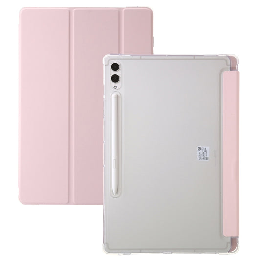 For Samsung Galaxy Tab S10 FE / S9 FE / S9 3-Fold Clear Acrylic Leather Tablet Case(Pink)
