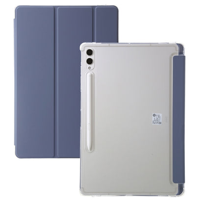 For Samsung Galaxy Tab S9 Ultra/S8 Ultra 3-Fold Clear Acrylic Leather Tablet Case(Lavender) - Galaxy Tab S9 Ultra Cases by buy2fix | Online Shopping UK | buy2fix