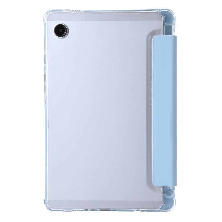 For Samsung Galaxy Tab A9+ 3-Fold Clear Acrylic Leather Tablet Case(Ice Blue) by buy2fix