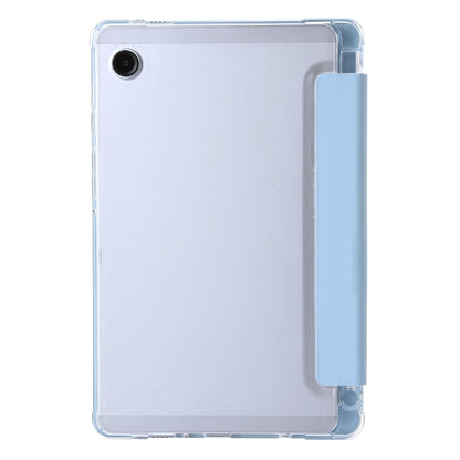 For Samsung Galaxy Tab A9+ 3-Fold Clear Acrylic Leather Tablet Case(Ice Blue) by buy2fix