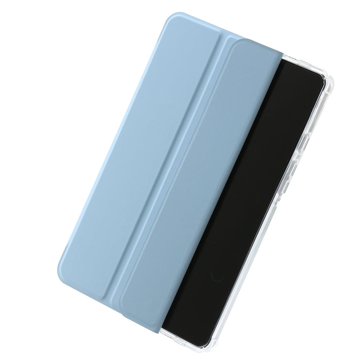 For Samsung Galaxy Tab A9+ 3-Fold Clear Acrylic Leather Tablet Case(Ice Blue) by buy2fix