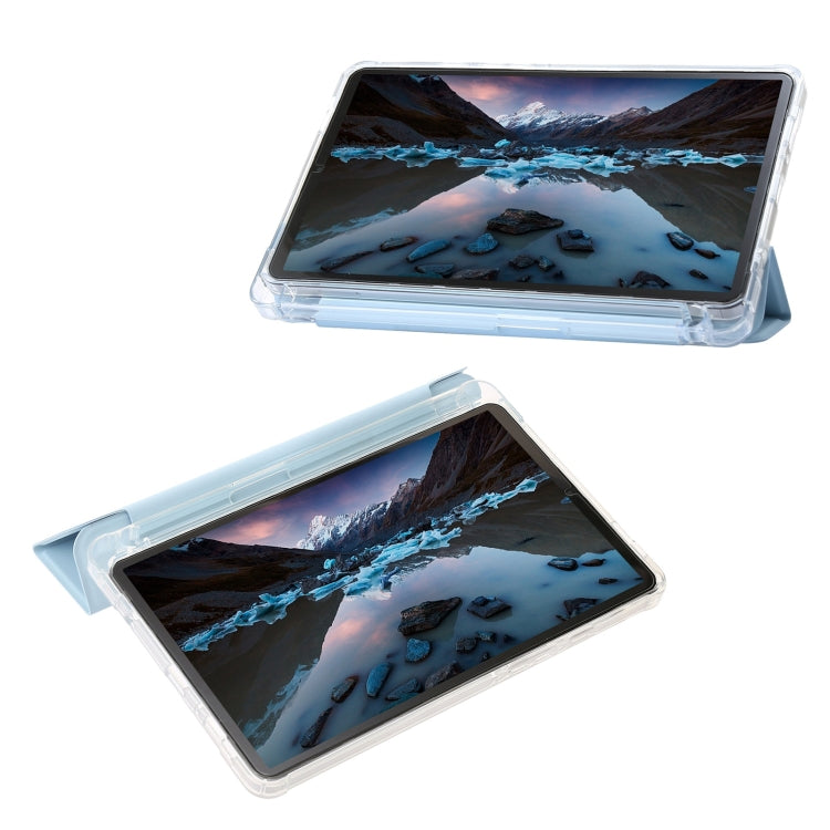 For Samsung Galaxy Tab A9+ 3-Fold Clear Acrylic Leather Tablet Case(Ice Blue) by buy2fix