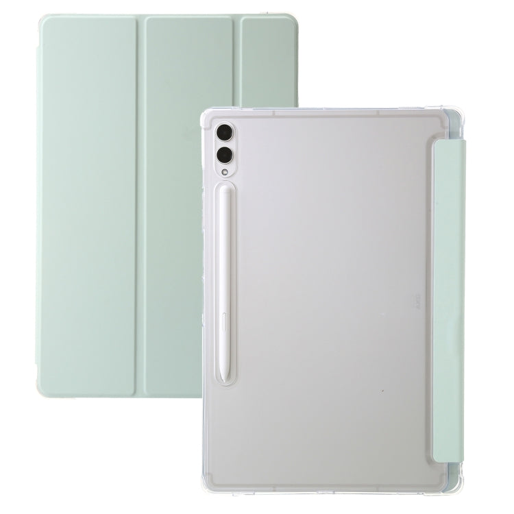 For Samsung Galaxy Tab S10 Ultra 3-Fold Clear Acrylic Leather Tablet Case(Green) by buy2fix