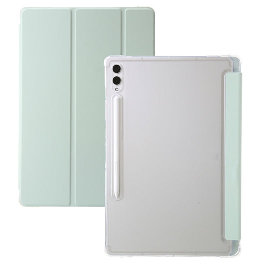 For Samsung Galaxy Tab S10 Ultra 3-Fold Clear Acrylic Leather Tablet Case(Green) by buy2fix
