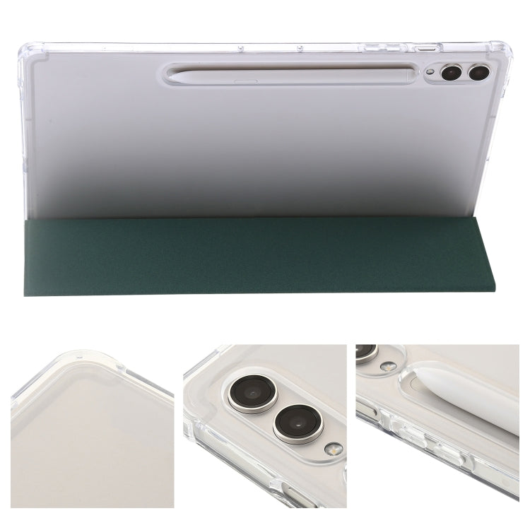 For Samsung Galaxy Tab S10 Ultra 3-Fold Clear Acrylic Leather Tablet Case(Deep Green) by buy2fix